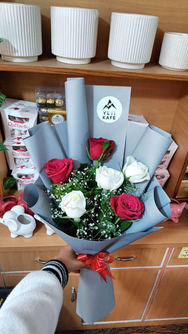 3 Red Rose and 3 White Rose Bouquet - image 1